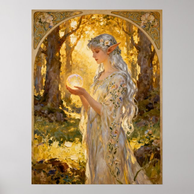 Ethereal Elf Maiden Art Nouveau Style Poster (Vorne)
