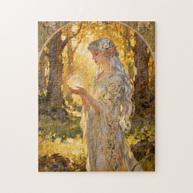 Ethereal Elf Maiden in Art Nouveau Style Puzzle (Vertikal)