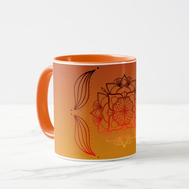 Ethereal Embers – Red & Orange Floral Artwork Tasse (Vorderseite Links)
