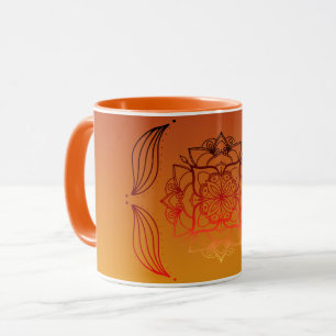 Ethereal Embers – Rote & Orangefarbene Florale Kun Tasse