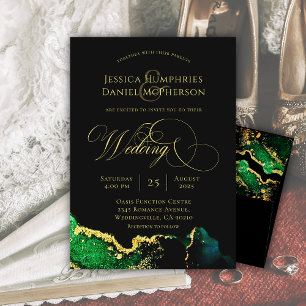 Ethereal Emerald Green Gold Hochzeit Einladung