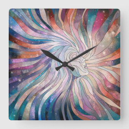 Ethereal Essence - Mosaikkunst Quadratische Wanduhr