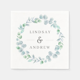 Ethereal Eucalyptus Wreath Dusty Blue Wedding Serviette