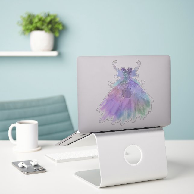 Ethereal Fairy Gown | Rainbow Ombre Pastel Sheen Aufkleber (Laptop auf Schreibtisch)
