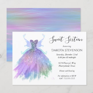 Ethereal Fairy Gown | Rainbow Ombre Pastel Sheen Einladung
