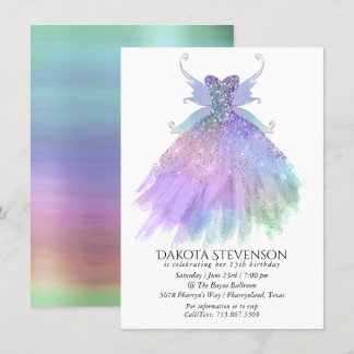 Ethereal Fairy Gown | Rainbow Ombre Pastel Sheen Einladung