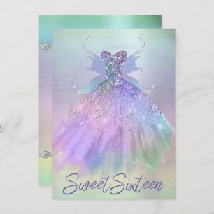 Ethereal Fairy Gown   Rainbow Ombre Pastel Sheen Einladung