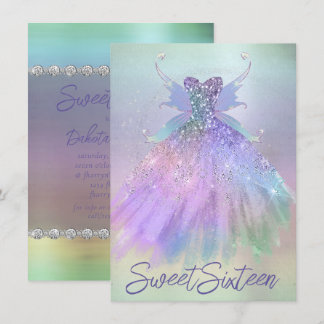 Ethereal Fairy Gown | Rainbow Ombre Pastel Sheen Einladung