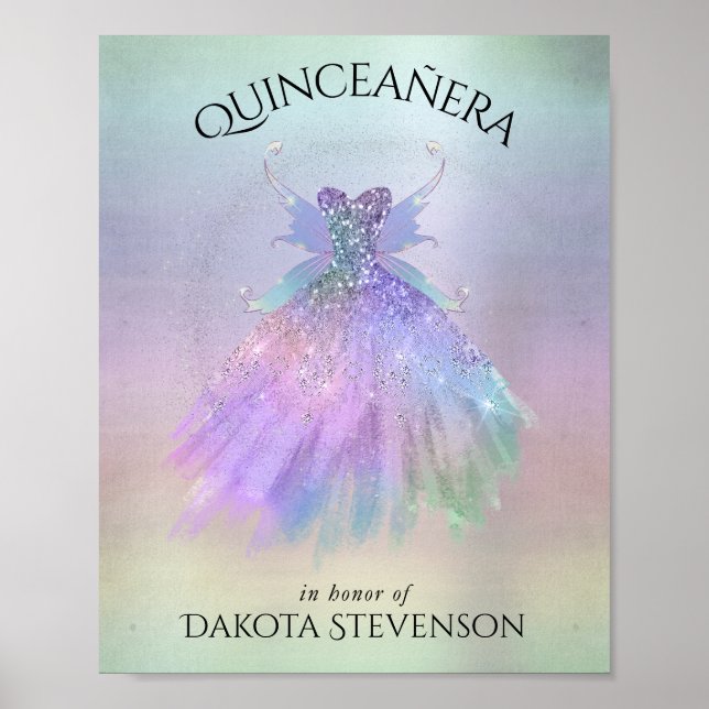 Ethereal Fairy Gown | Rainbow Ombre Pastel Sheen Poster (Vorne)