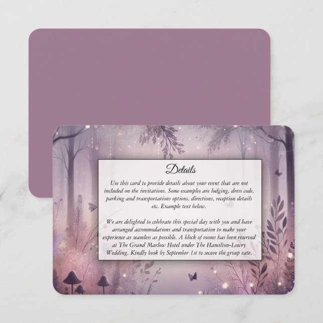 Ethereal Fairy Lights Forest Wedding Begleitkarte (Vorne/Hinten)
