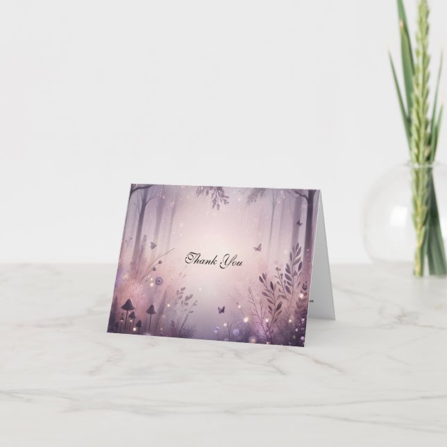 Ethereal Fairy Lights Forest Wedding Dankeskarte (Vorderseite)