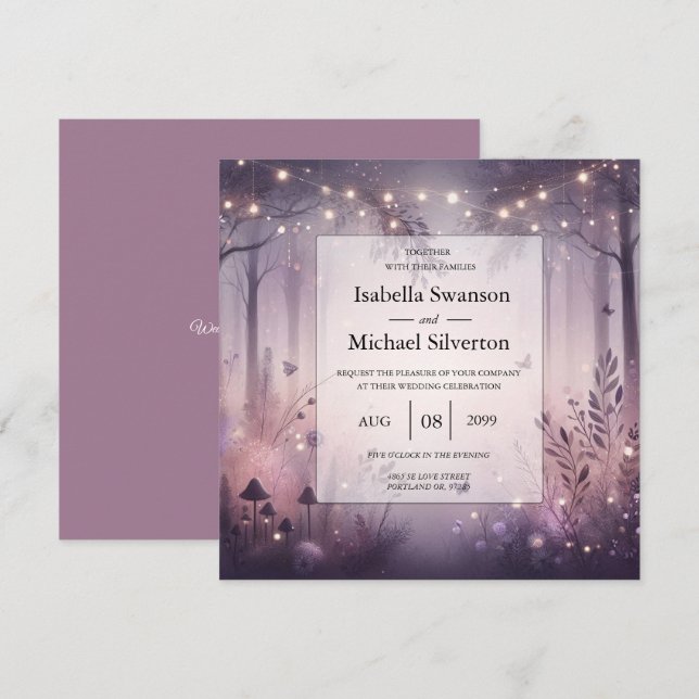 Ethereal Fairy Lights Forest Wedding Einladung (Vorne/Hinten)