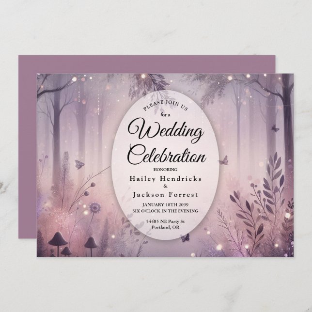 Ethereal Fairy Lights Forest Wedding Einladung (Vorne/Hinten)