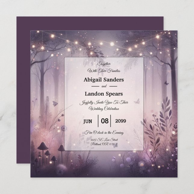 Ethereal Fairy Lights Forest Wedding Einladung (Vorne/Hinten)