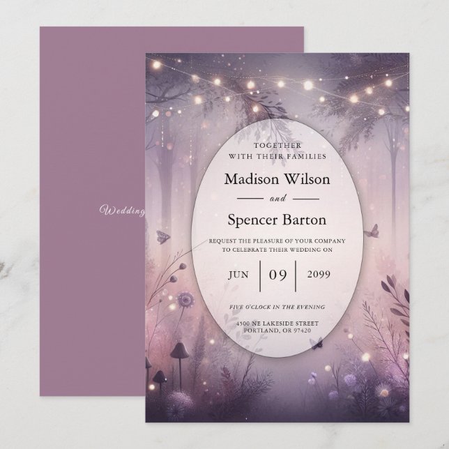 Ethereal Fairy Lights Forest Wedding Einladung (Vorne/Hinten)