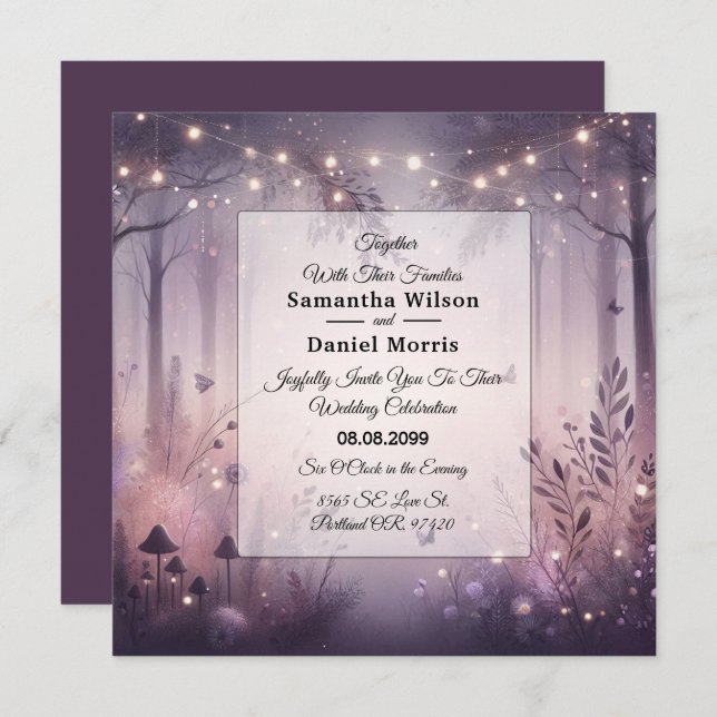Ethereal Fairy Lights Forest Wedding Einladung (Vorne/Hinten)