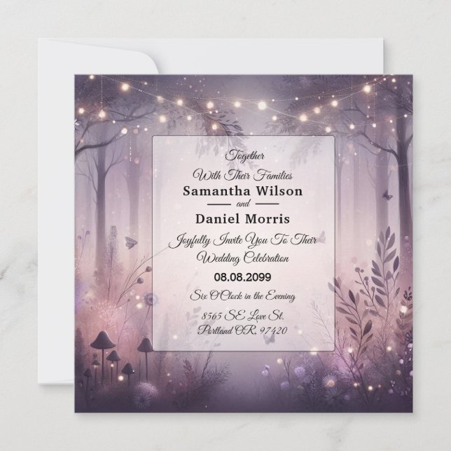 Ethereal Fairy Lights Forest Wedding Einladung (Vorderseite)