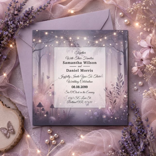Ethereal Fairy Lights Forest Wedding Einladung (Von Creator hochgeladen)