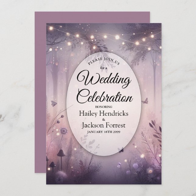 Ethereal Fairy Lights Forest Wedding Einladung (Vorne/Hinten)