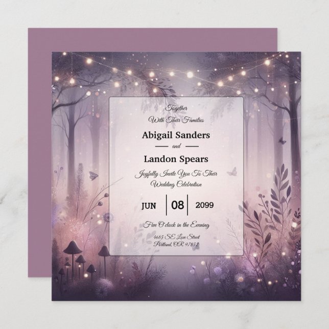Ethereal Fairy Lights Forest Wedding Einladung (Vorne/Hinten)