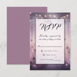 Ethereal Fairy Lights Forest Wedding RSVP Karte