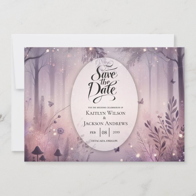Ethereal Fairy Lights Forest Wedding Save The Date (Vorderseite)