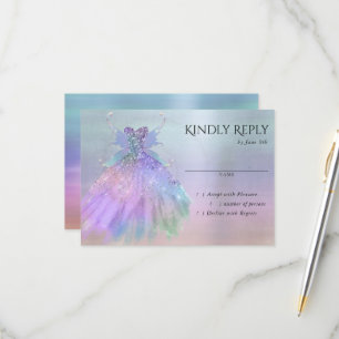 Ethereal Fairy Wing Gown   Rainbow Pastel Sheen RSVP Karte