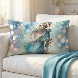 Ethereal Fantasy Goddess in a Watercolor Dream Lendenkissen