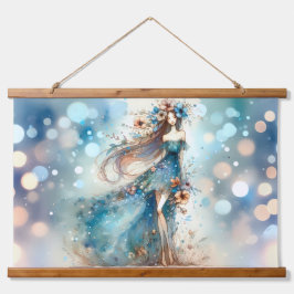 Ethereal Fantasy Goddess in a Watercolor Dream Wandteppich Mit Holzrahmen