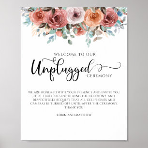 Ethereal Floral Unplugged Zeremony Sign Poster
