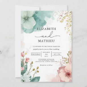 Ethereal Floral Watercolor Hochzeit Einladung
