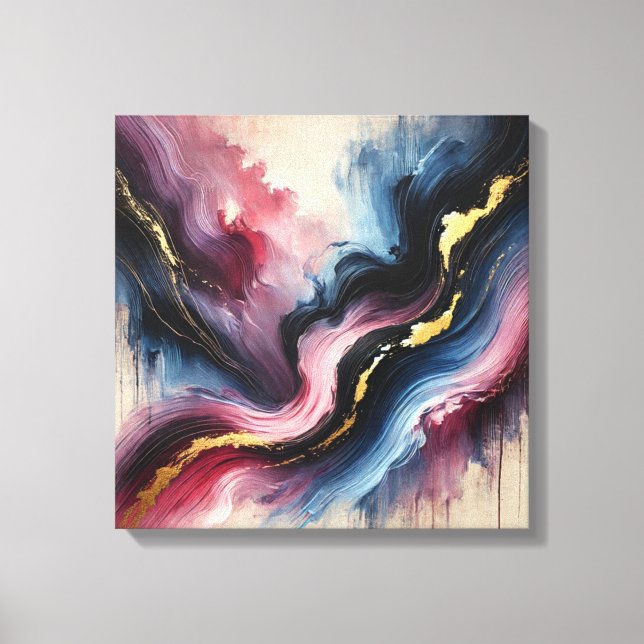 Ethereal Flow - Elegante Abstrakte Kunst Canvas dr Leinwanddruck (Vorderseite)