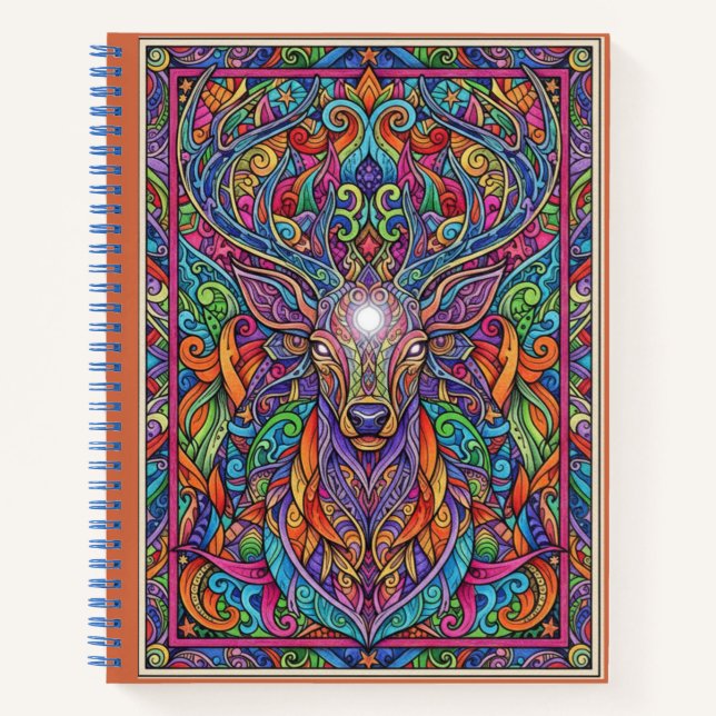 Ethereal Forest Stag Prism Zentangle Journal Notizbuch (Vorderseite)