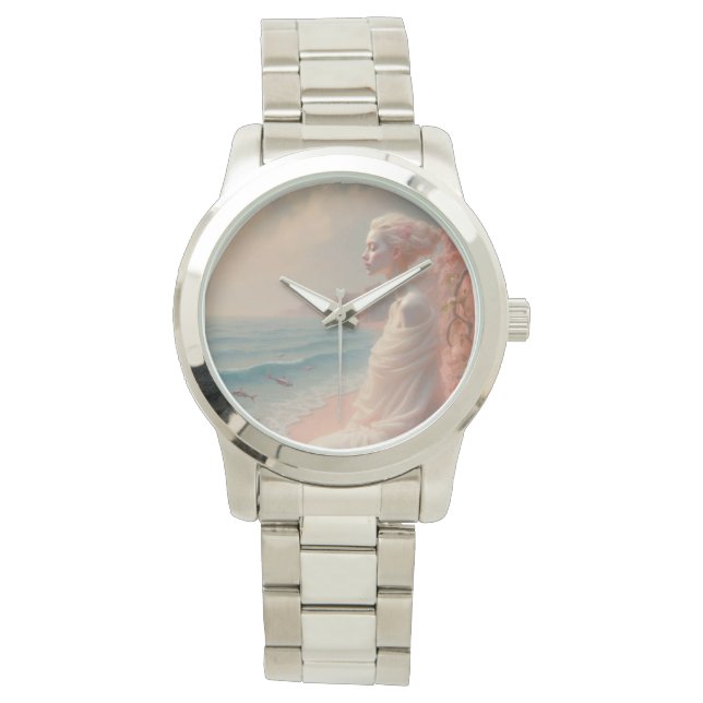 Ethereal Frau am Dreamy Beach Armbanduhr (Vorderseite)