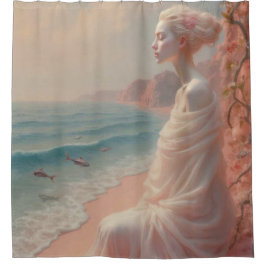 Ethereal Frau am Dreamy Beach Duschvorhang