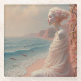 Ethereal Frau am Dreamy Beach Glasuntersetzer