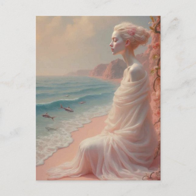 Ethereal Frau am Dreamy Beach Postkarte (Vorderseite)