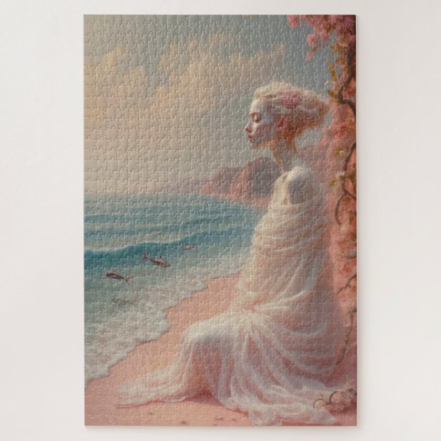 Ethereal Frau am Dreamy Beach Puzzle (Vertikal)