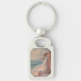 Ethereal Frau am Dreamy Beach Schlüsselanhänger