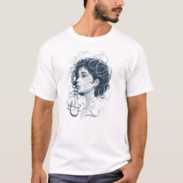 Ethereal-Frauenportrait - Abstraktes wirbelndes Ha T-Shirt