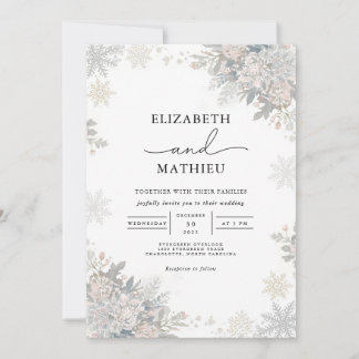 Ethereal Frost Floral Winter Wedding Einladung