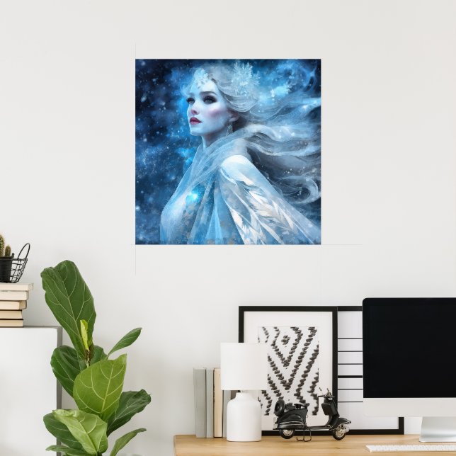 Ethereal Frozen Snow Queen Fantasy Art Poster (Heimbüro)