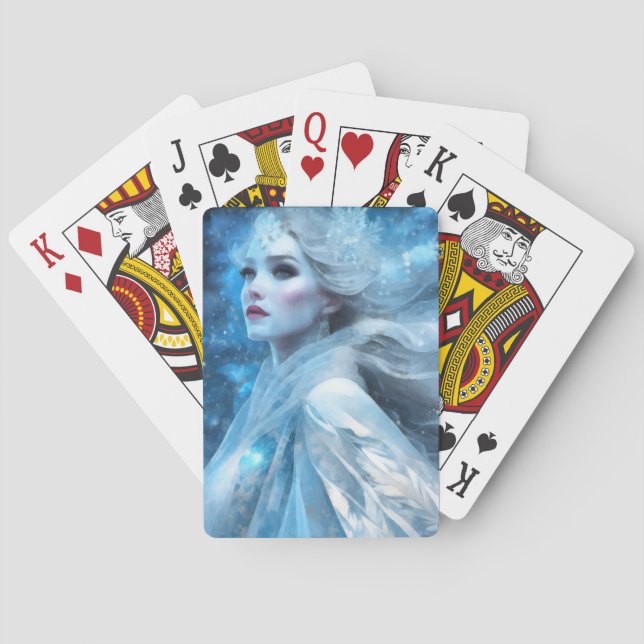 Ethereal Frozen Snow Queen Fantasy Art Spielkarten (Rückseite)