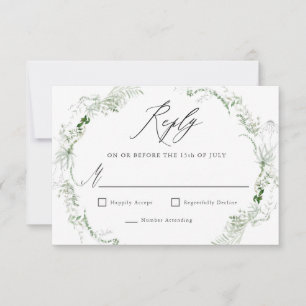 Ethereal Garden Grüne Botanische Hochzeit RSVP Karte