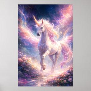 Ethereal geflügeltes Einhorn des Lichts   ManJiang Poster
