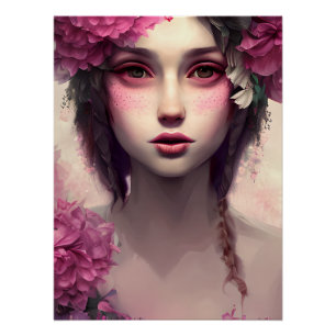 Ethereal Girl mit rosa Freckles Poster