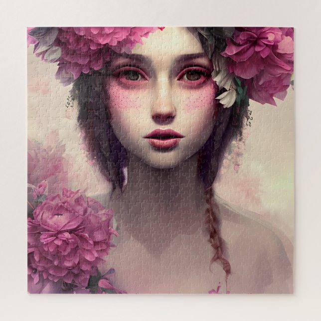 Ethereal Girl mit rosa Freckles Puzzle (Vertikal)