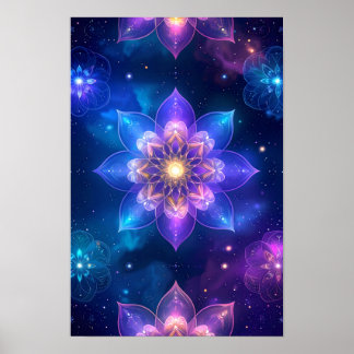 Ethereal Glühen Lotus Kosmic Space Poster