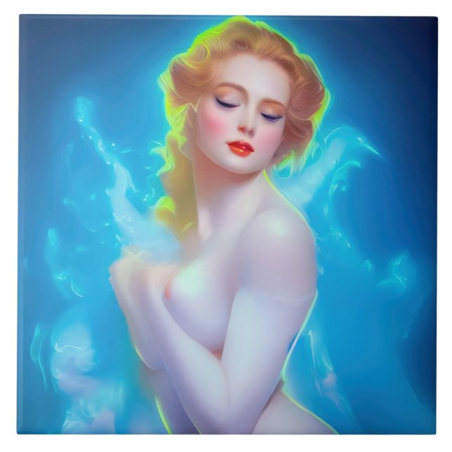 Ethereal Goddess Portrait - surreale Fantasie Fliese (Vorderseite)