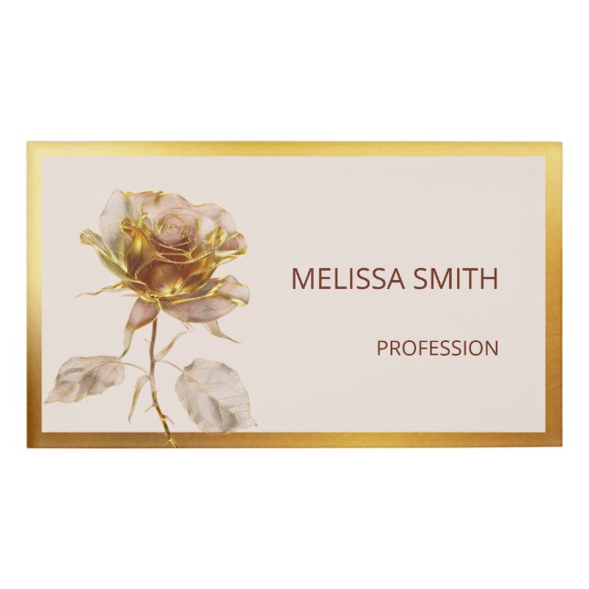 Ethereal Gold Rose Blume Namenschild (Vorderseite)